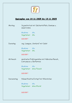 Speiseplan 10.11. - 13.11.2025