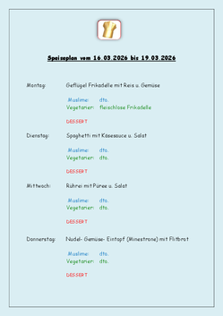 Speiseplan vom 16.03.2026 bis 19.03.2026