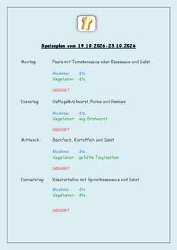 Speiseplan vom 19.10.2026-23.10.2026