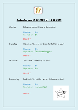 Speiseplan vom 15.12.2025 bis 18.12.2025