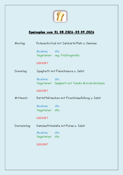 Speiseplan vom 31.08.2026-03.09.2026