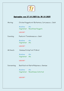 Speiseplan 27.10.-30.10.25 Speiseplan 27.10.-30.10.25