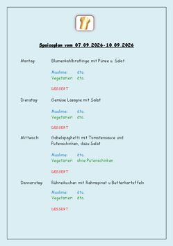 Speiseplan vom 07.09.2026-10.09.2026