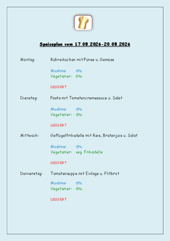 Speiseplan vom 17.08.2026-20.08.2026